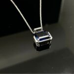 925 Silver Lab-Created Blue Sapphire Necklace - Model ZHF-P1496DB - Image 4