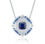 925 Silver Lab-Created Blue Sapphire Necklace - Model ZHF-P1636B