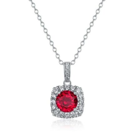925 Silver Lab-Created Ruby Necklace - Model ZHF-P1711R