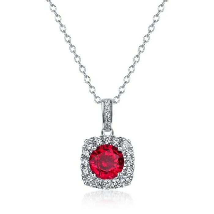 925 Silver Lab-Created Ruby Necklace - Model ZHF-P1711R - Image 1