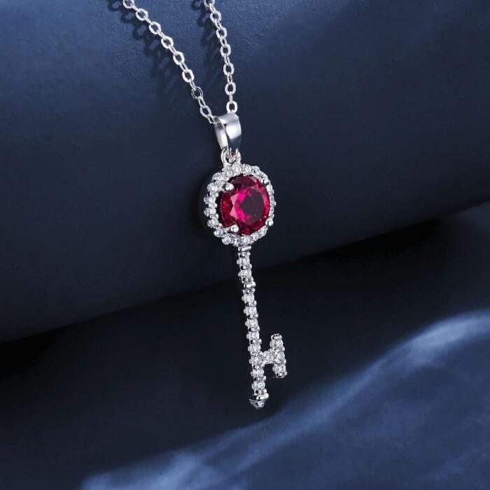925 Silver Cultured Ruby Necklace ZHF-P1720R - Image 2