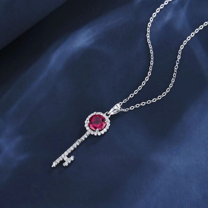 925 Silver Cultured Ruby Necklace ZHF-P1720R - Image 3