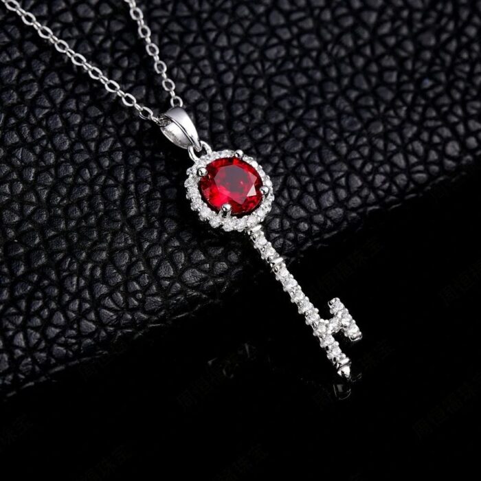 925 Silver Cultured Ruby Necklace ZHF-P1720R - Image 4