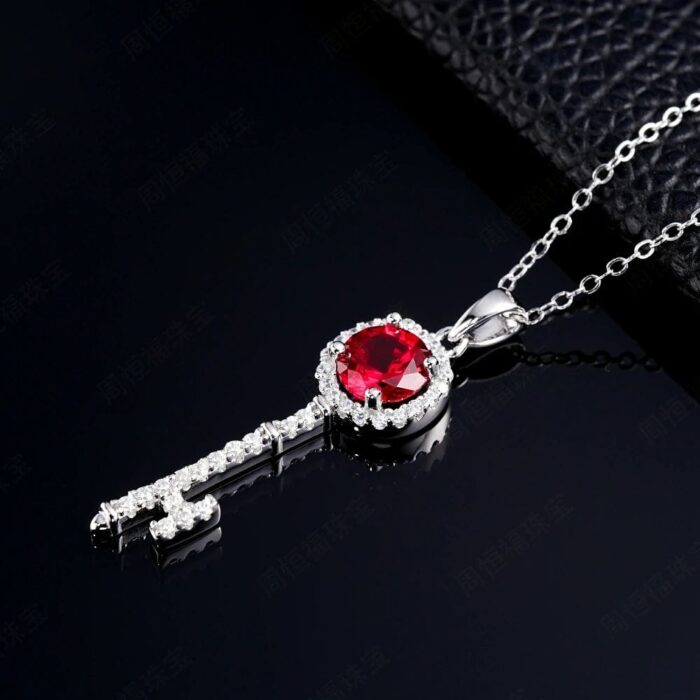 925 Silver Cultured Ruby Necklace ZHF-P1720R - Image 5