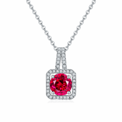 925 Silver Lab-Created Ruby Necklace - Model ZHF-P1730R
