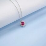 925 Silver Lab-Created Ruby Necklace - Model ZHF-P1738R - Image 3