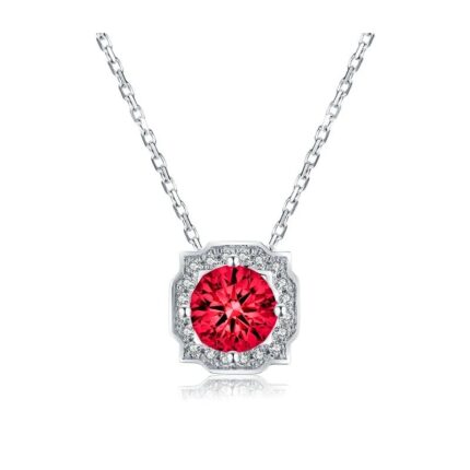 925 Silver Lab-Created Ruby Necklace - Model ZHF-P1738R