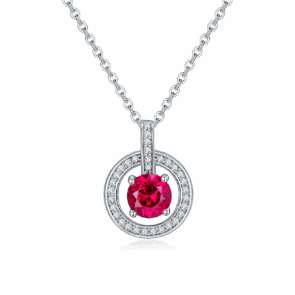 925 Silver Cultured Ruby Necklace ZHF-P1750R