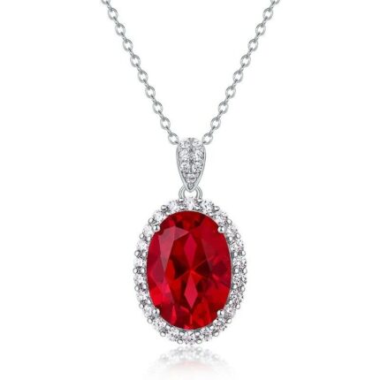 925 Silver Cultured Ruby Necklace ZHF-P1798R