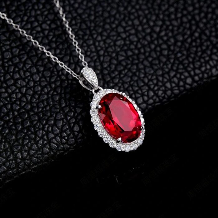 925 Silver Cultured Ruby Necklace ZHF-P1798R - Image 2