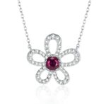 925 Silver Lab-Created Ruby Necklace - Model ZHF-P3166-2