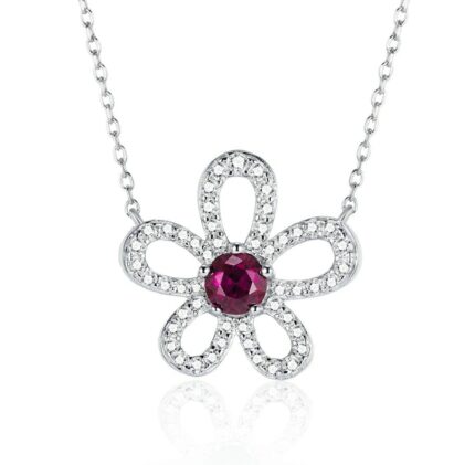 925 Silver Lab-Created Ruby Necklace - Model ZHF-P3166-2