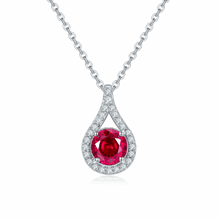 925 Silver Cultured Ruby Necklace ZHF-P5515R - Image 1