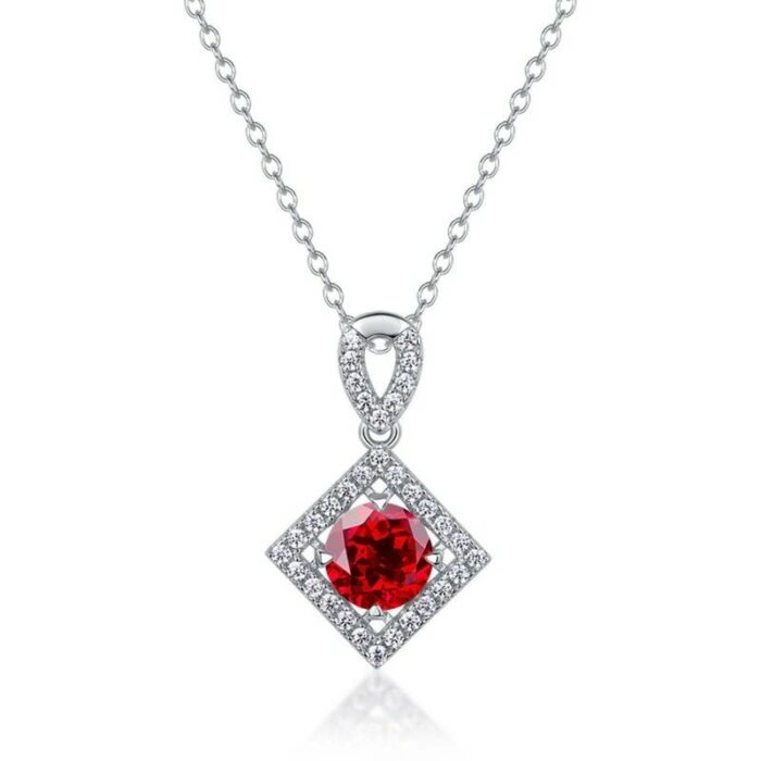 925 Silver Cultured Ruby Necklace ZHF-P5520R - Image 1