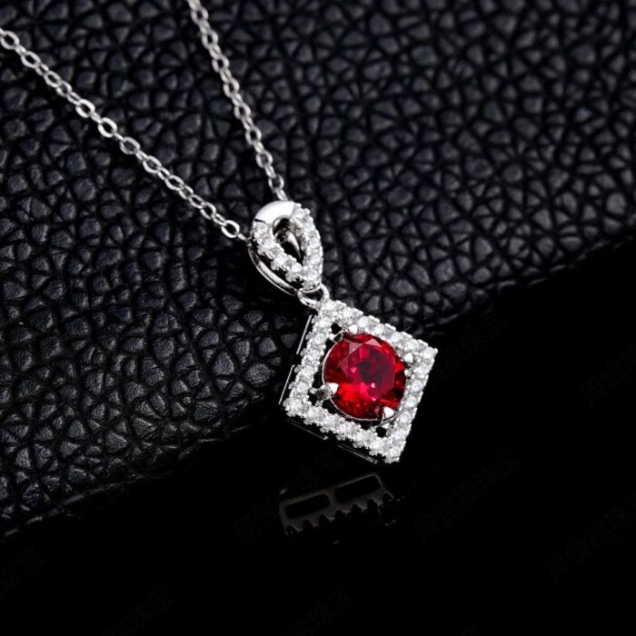 925 Silver Cultured Ruby Necklace ZHF-P5520R - Image 2