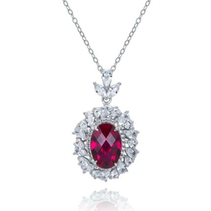 925 Silver Lab-Created Ruby Necklace - Model ZHF-R1337R