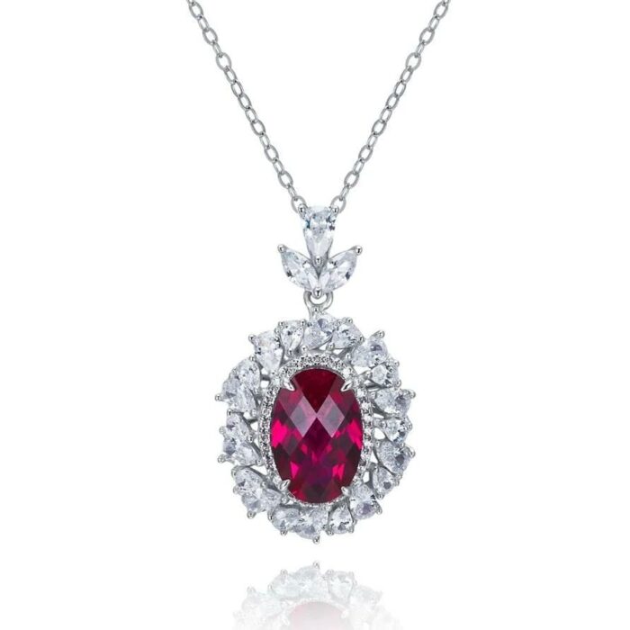 925 Silver Lab-Created Ruby Necklace - Model ZHF-R1337R - Image 1