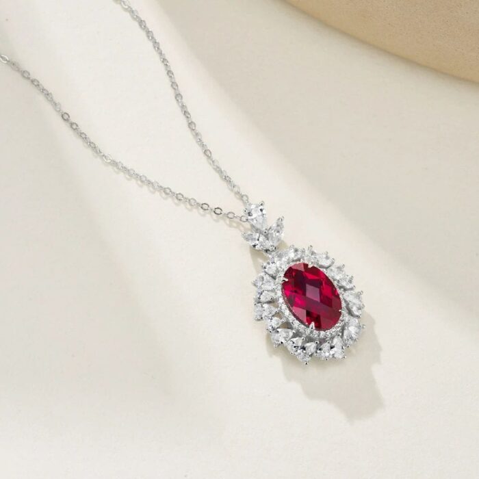 925 Silver Lab-Created Ruby Necklace - Model ZHF-R1337R - Image 2