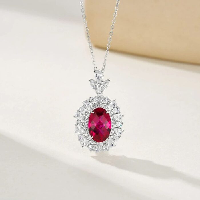 925 Silver Lab-Created Ruby Necklace - Model ZHF-R1337R - Image 4