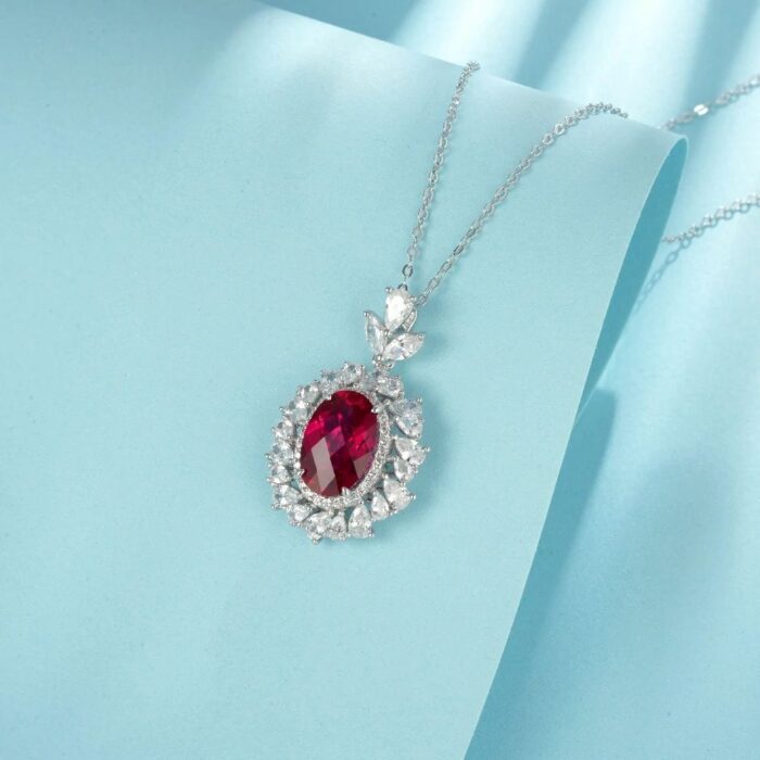 925 Silver Lab-Created Ruby Necklace - Model ZHF-R1337R - Image 5