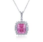 925 Silver Pink Cubic Zirconia Necklace - ZHFP0445F