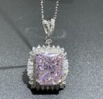 925 Silver Pink Cubic Zirconia Necklace - ZHFP0445F - Image 4