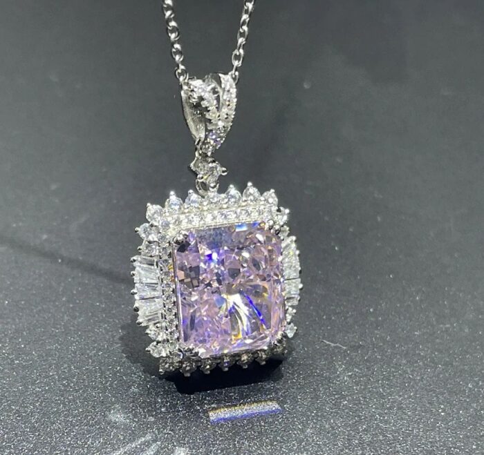 925 Silver Pink Cubic Zirconia Necklace - ZHFP0445F - Image 5