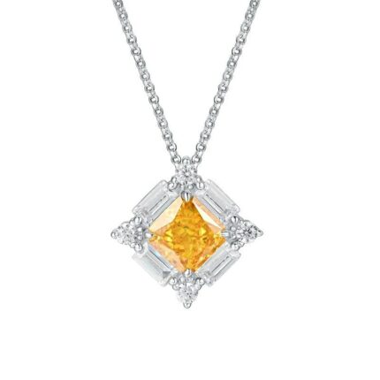 925 Silver Cubic Zirconia Yellow Necklace ZHFP0591Y